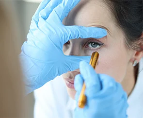 Patient's eye being examined