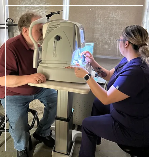 Doctor examining patient eye