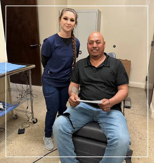 Staff giving result exam